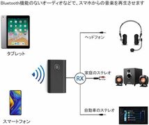 Bluetooth5.0 トランスミッター レシーバー 1台2役 送信機 受信機 充電式 無線 ワイヤレス 3.5mm オーディオスマホ テレビ TX_画像3