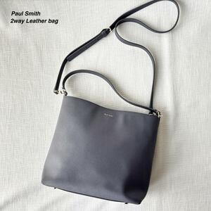 ＜極美品!!＞■Paul Smith ポールスミス 2way レザー ショルダーバッグ 斜めがけ 肩掛け 上品カラー 普段使い お洒落 ライトパープル