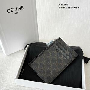 ＜未使用!!＞■CELINE セリーヌ トリンオフ フラグメントケース ジップカード/コインケース お洒落 上品 エレガント ブラウン