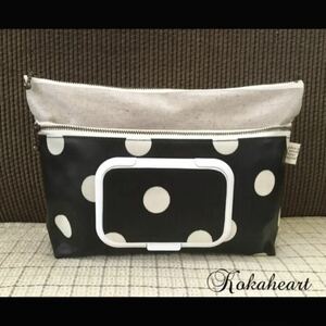  free shipping * diapers & pre-moist wipes case * Homme tsu pouch * black * dot * double 