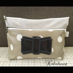  free shipping * diapers & pre-moist wipes case * Homme tsu pouch * cafe au lait * dot * ribbon bitato