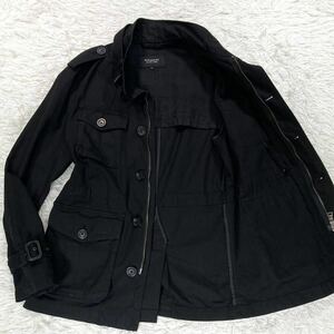 【美品 希少】 Burberry Black Label ミリタリージャケット M-65 ブルゾン ノバチェック ダブルファスナー バーバリー ブラック メンズ M