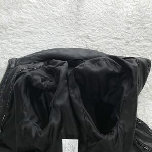 【希少 良品 L】 Burberry Black Label M-65 ラムレザー ジャケット ミリタリー 羊革 エポレット バーバリー ブラックレーベル メンズ 黒の画像9
