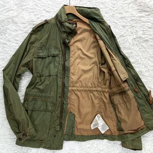 【美品 希少 L】 DIESEL ミリタリージャケット M65 2way フード ブルゾン レザー 本革 オリーブ ディーゼル メンズ ヴィンテージ加工 春夏