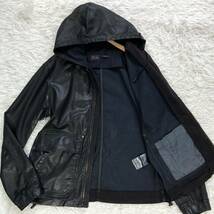 【美品 希少 XL相当】 DIESEL レザー ジャケット パーカー ジョグジーンズ J-DAN スウェット ストレッチ ディーゼル メンズ ブラック 黒 L_画像1