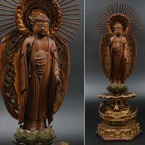 【T388】仏教美術 木造 阿弥陀如来像 仏像の画像1