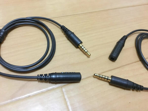 【未使用品】黒色×2セート sony ノイズキャンセリングイヤホン 端子部が5極の延長コードSONY MDR-NC31、MDR-NWNC33など用