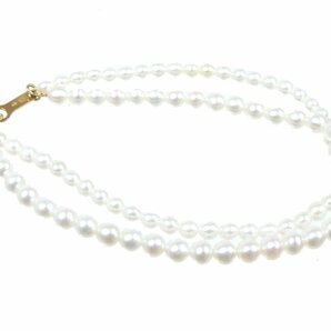 1円スタート 美品【TASAKI タサキ】 パール 二連 ブレスレット K18 アクセサリー 装飾小物 750 6.6gの画像1