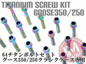 グース350/250専用 64チタン製 クランクケースカバーボルトセット 29本 テーパー レインボー 焼き色あり Ti-6Al-4V エンジンカバーボルト