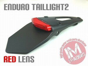 LEDエンデューロテール2ナンバー灯付き レッドレンズ バイク用