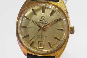1円~【334】実働　CYMA／シーマ　Ultraspeed／ウルトラスピード　クロノメーター　自動巻き　デイト　メンズ　腕時計
