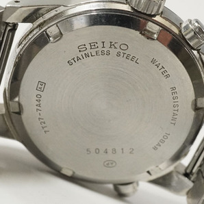 1円~【583】実働 SEIKO／セイコー SUS クロノグラフ 7T27-7A50 クォーツ デイト ブラック文字盤 メンズ 腕時計の画像10