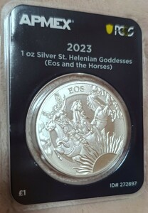 イギリス 2023 セントヘレナ イオス エオス銀貨 純銀 1oz PCGF firststrike