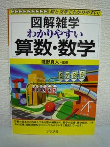 図解雑学 わかりやすい算数・数学 ★ 唯野真人 ■ グラフ 微分積分 難解な計算問題 受験勉強 三平方の定理 因数分解 雑学形式 未来を予測