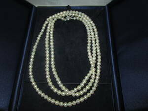【2346】アコヤパール　ロングネックレス　本真珠　クラスプシルバー　1.2m 6.5ミリ珠