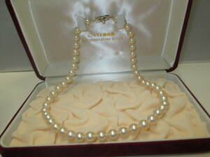 [2402] Mikimoto pearl island ...book@ pearl pearl necklace 43cmmaki*teli together top class goods 8~8.5 millimeter .