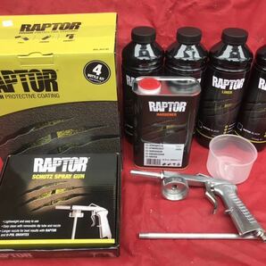 正規輸入品 U-POLのRAPTOR LINER ブラック４L 純正塗装ガンセット ラプターライナー ベッドライナー ザラザラ塗装 テクスチャー塗装の画像1