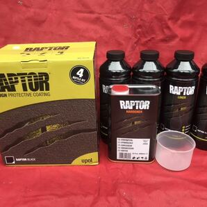 本州、北海道送料無料! 正規輸入品!U-POL製のRAPTOR LINER ブラック４L セット ラプターライナー ベッドライナー ザラザラ塗装 DIYの画像1