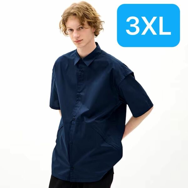 ジップポケットシャツ(5分袖) UNDERCOVER 3XL ネイビー