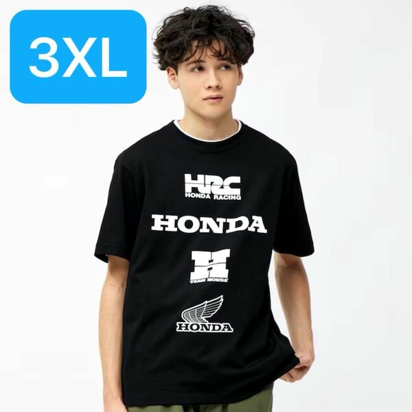 【未使用タグ付き】GU × Honda Logos Tee 黒　3XL