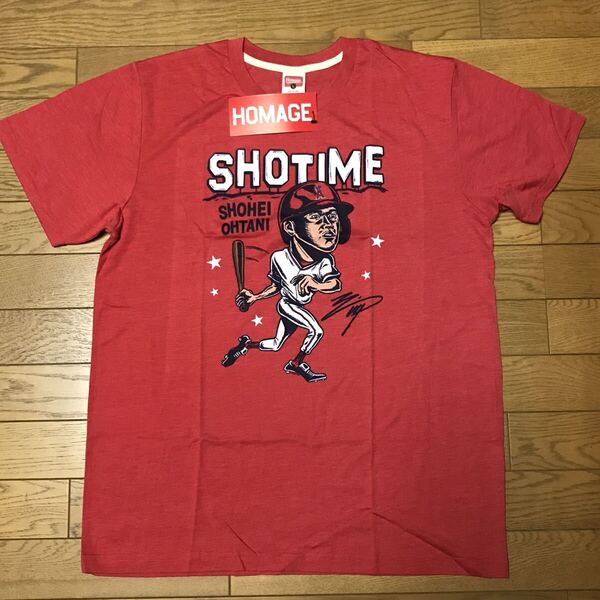 MLB LOS ANGELS ANGELS SHOHEI OHTANI HOMAGE RED CARICATURE TRI-BLEND T-SHIRTS size-L(着丈71身幅55) 未使用 送料無料 NCNR