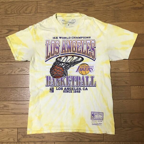 NBA LOS ANGELS LAKERS MEN”S SHORT SLEEVE T-SHIRTS (Mitchell & Ness) size-M(着丈69身幅48) 中古 送料無料 NCNR