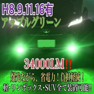 新登場34000LMフォグランLED外車対応アップルグリーンH11