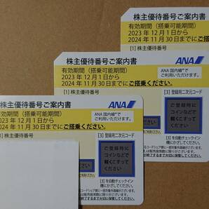 ANA 全日空 株主優待券 3枚【特定記録】 有効期限は2024年11月30日 の画像1