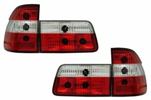 [新品 最安保証] ベーシックテールランプ クロームインナー レッド＆クリスタルレンズ 96-00 BMW E39 5シリーズ ワゴン 左右セット