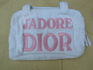 [1 иен ~]J*ADORE DIOR большая сумка ручная сумочка Logo полотенце ткань белый не использовался хранение товар 