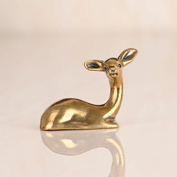 銅製 茶道具 質感 細工実心銅鹿 可愛い 小鹿 美術品 置物 古玩 動物 飾り