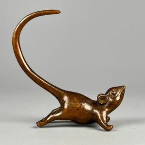 古美術 古銅 ネズミ 鼠 置物 時代物 実心 茶道具 在銘 アンティーク 古美術