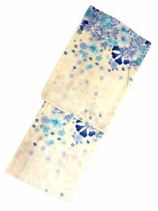  brand new yukata yukata pre ta correspondence height 155cm-168cm change woven cotton white ground rose . pattern No.2424 set . if do in addition, profit!!