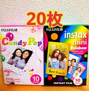 FUJIFILM instax mini チェキ用フィルム 　フイルム　20枚　レインボー　キャンディポップ