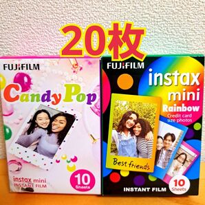 FUJIFILM instax mini チェキ用フィルム 　フイルム　20枚　レインボー　キャンディポップ
