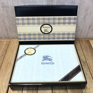 ＊【未使用】BURBERRY VPB4057201 ソフトコットンシーツ 140cm×240cm シングル 寝具 ブルー系 水色系 バーバリー 箱