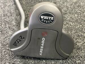 ②◇ODYSSEY WHITE STEEL 2-BALL パター　オデッセイ ホワイト　ゴルフクラブ 中古品　ヘッドカバー付き