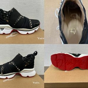 【春のシューズ祭】Christian Louboutin クリスチャンルブタン 123 RUN FLAT PAT 37.5/24.5㎝ レディース ブラック 未使用品の画像6