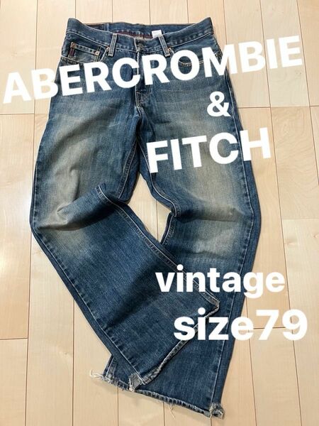 セールAbercrombie&Fitch ジーンズ メンズ 　アバクロ　ワイド　フレア　ジーパン　ブーツカット　ビンテージ30 青