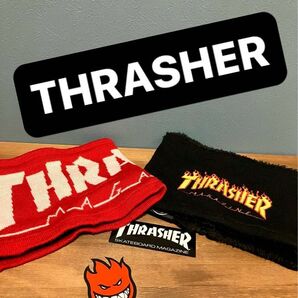 【美品】THRASHER スラッシャー　ネックウォーマー　メンズ　レディース　ブラック　レッド2点セット　送料無料