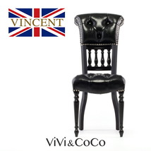 チェア デスクチェア ダイニングチェア 英国 アンティーク調 椅子 フルーディング 木製 シャインブラック 合皮 ヴィンセント 9001-S-8P51B_画像1