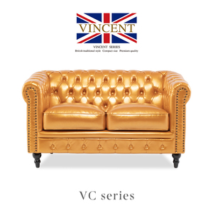  sofa 2 seater . sofa Britain style antique sofa 2 person for Gold imitation leather PU leather Cesta - field vi n cent VC2P113K