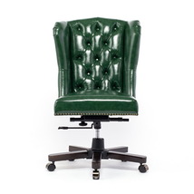 チェア オフィスチェア アンティーク イス デスクチェア ハイバック 椅子 いす 回転いす 木製 グリーン 合皮 ヴィンセント 9013-OF-P91B_画像2