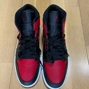  【中古美品】NIKE エア ジョーダン 1 AIR JORDAN 1 MID BRED 554724-074 （ブラック/ジムレッド/ホワイト）#スラムダンク#桜木花道の画像3