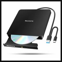 【開封のみ】Nex mora★【2024革新型・高速USB3.0対応】 CD DVDドライブ 外付け 静音 DVDプレーヤー 外付けDVDドライブ USB3.0＆Type-c_画像1