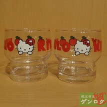 【中古】 Hello Kitty ハローキティ キティちゃん リンゴ　グラス　2点セット 2008年製食器 【質屋】【代引き手数料無料】_画像1