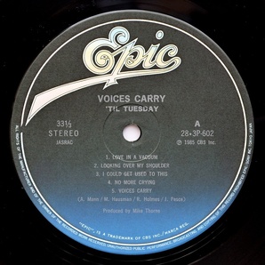 LPレコード【ティル・チューズデイ "Voices Carry"】美盤 シュリンク付きの画像3