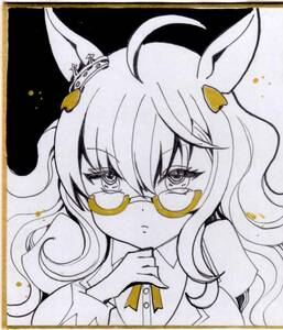 Art hand Auction Doujin Hand-Drawn artwork illustration Uma Musume/Biwa Hayahide Mini colored paper/Copic/Hand-drawn illustration/, comics, anime goods, hand drawn illustration