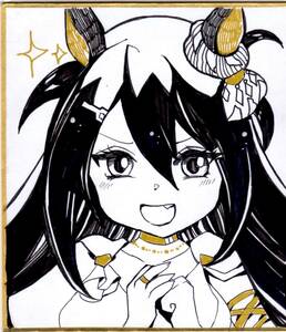 Art hand Auction Doujin Hand-Drawn artwork illustration Uma Musume/Hishi Amazon Mini colored paper/Copic/Hand-drawn illustration/, comics, anime goods, hand drawn illustration