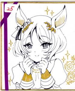 Art hand Auction Doujin Hand-Drawn artwork illustration Mini colored paper/Uma Musume/Sakura Laurel Copic/Hand-drawn illustration/, comics, anime goods, hand drawn illustration